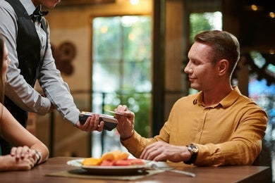 a person pays by card