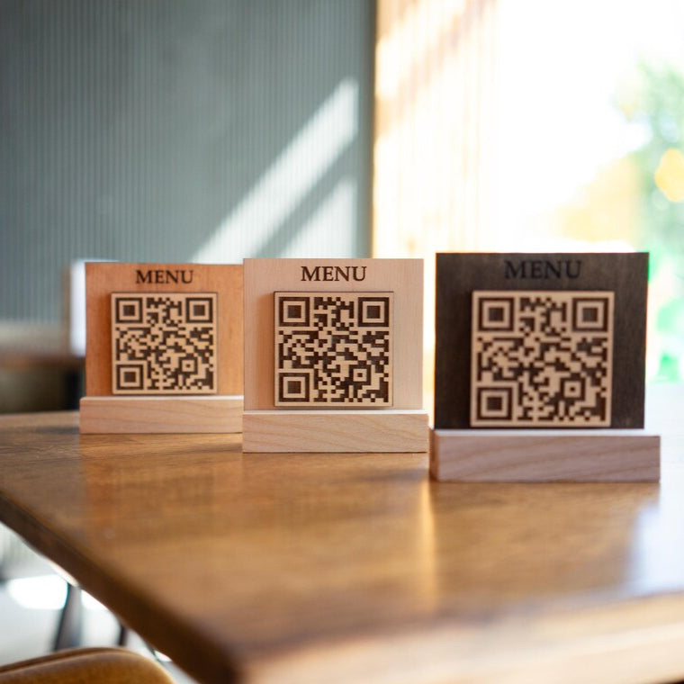 QR code menu, QR code menu sign, Wooden qr cod sign, q-103