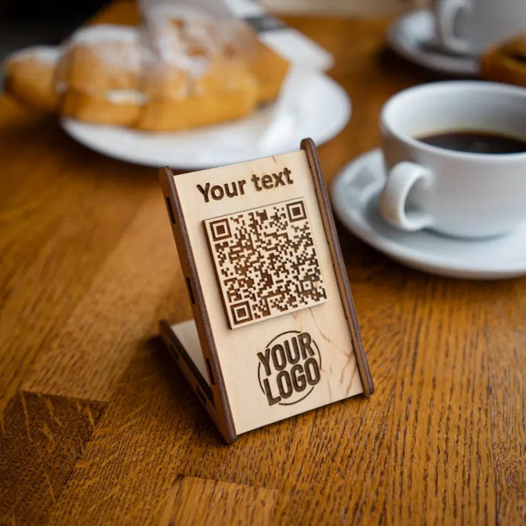QR code menu, QR code menu sign, Wooden qr cod sign, q-107
