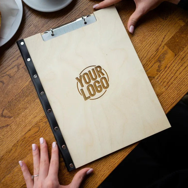 Personalized Wooden Menu Holder, Engraved Wooden Menu Folder with Customizable Options, Covers for Wedding Menu, m-105
