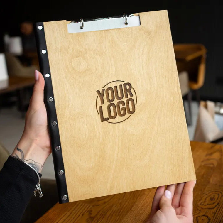 Engraved Wooden Menu Folder with Customizable Options, Personalized Wooden Menu Holder, Covers for Wedding Menu, m-102