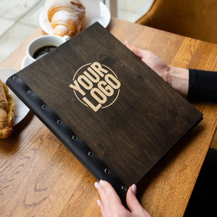Wooden Menu with 4 ring clamp, Menu Cover, Restaurant Menu Cover, m-109
