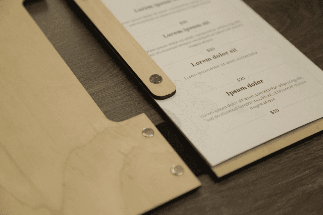 Custom Wooden Wine List Menu Cover for Fine Dining