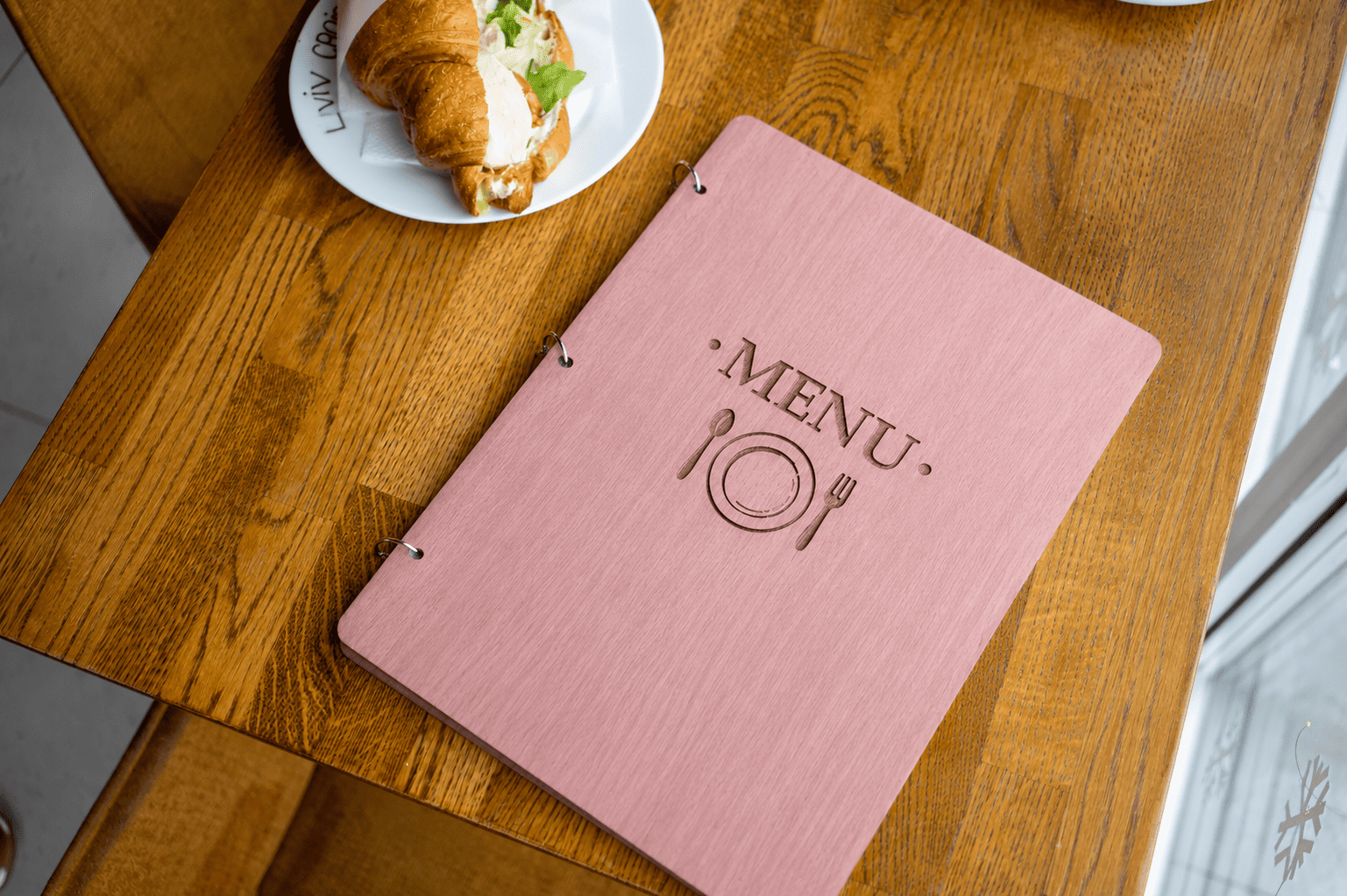 Wooden Menu with rings, Menu Cover, Restaurant Menu Cover