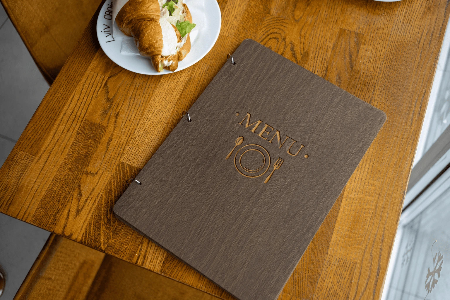 Wooden Menu with rings, Menu Cover, Restaurant Menu Cover