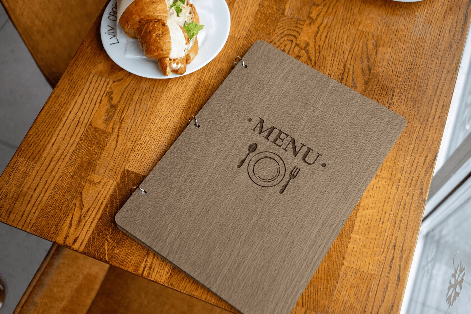 Wooden Menu with rings, Menu Cover, Restaurant Menu Cover