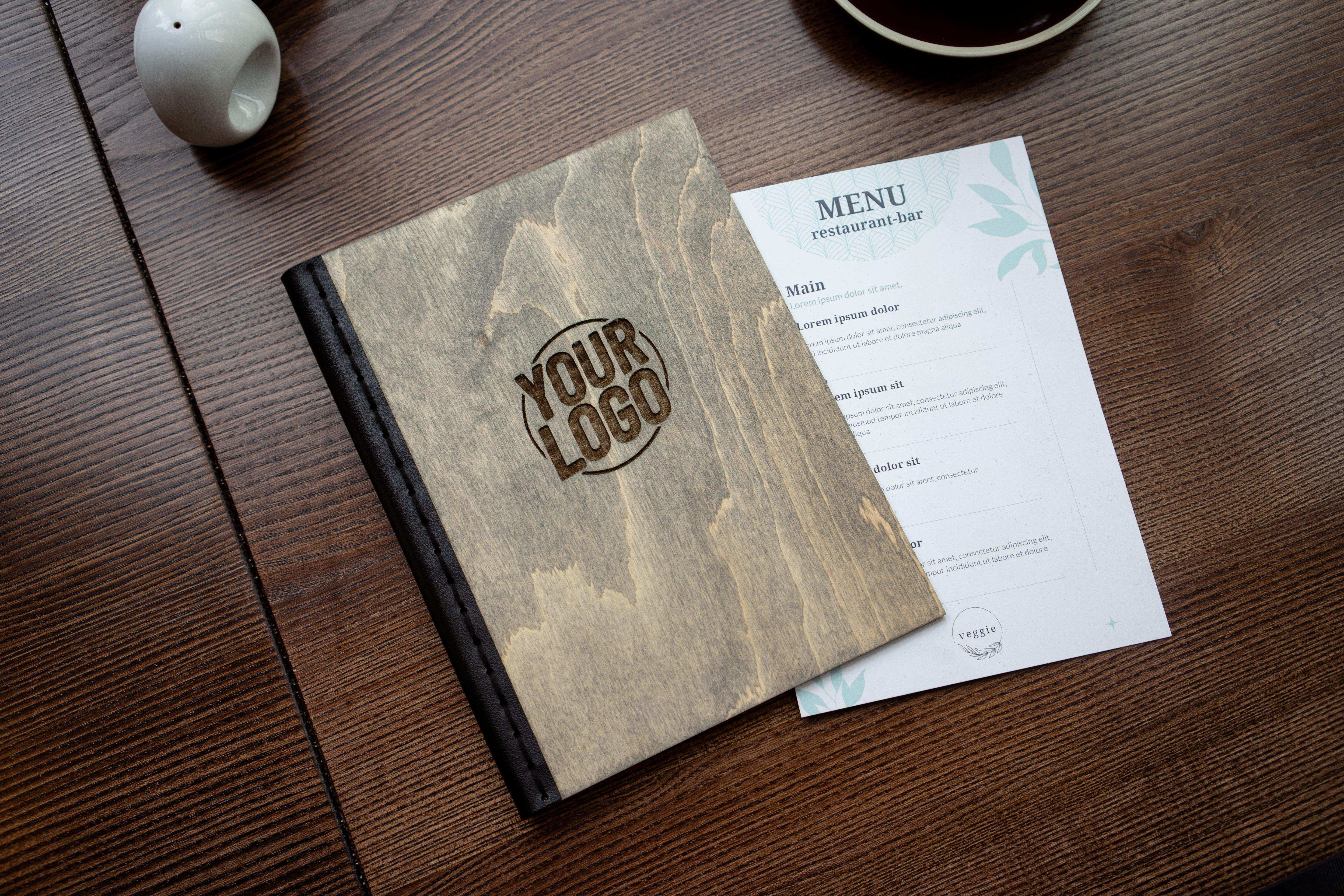 Customizable Wooden Restaurant Menu Holder