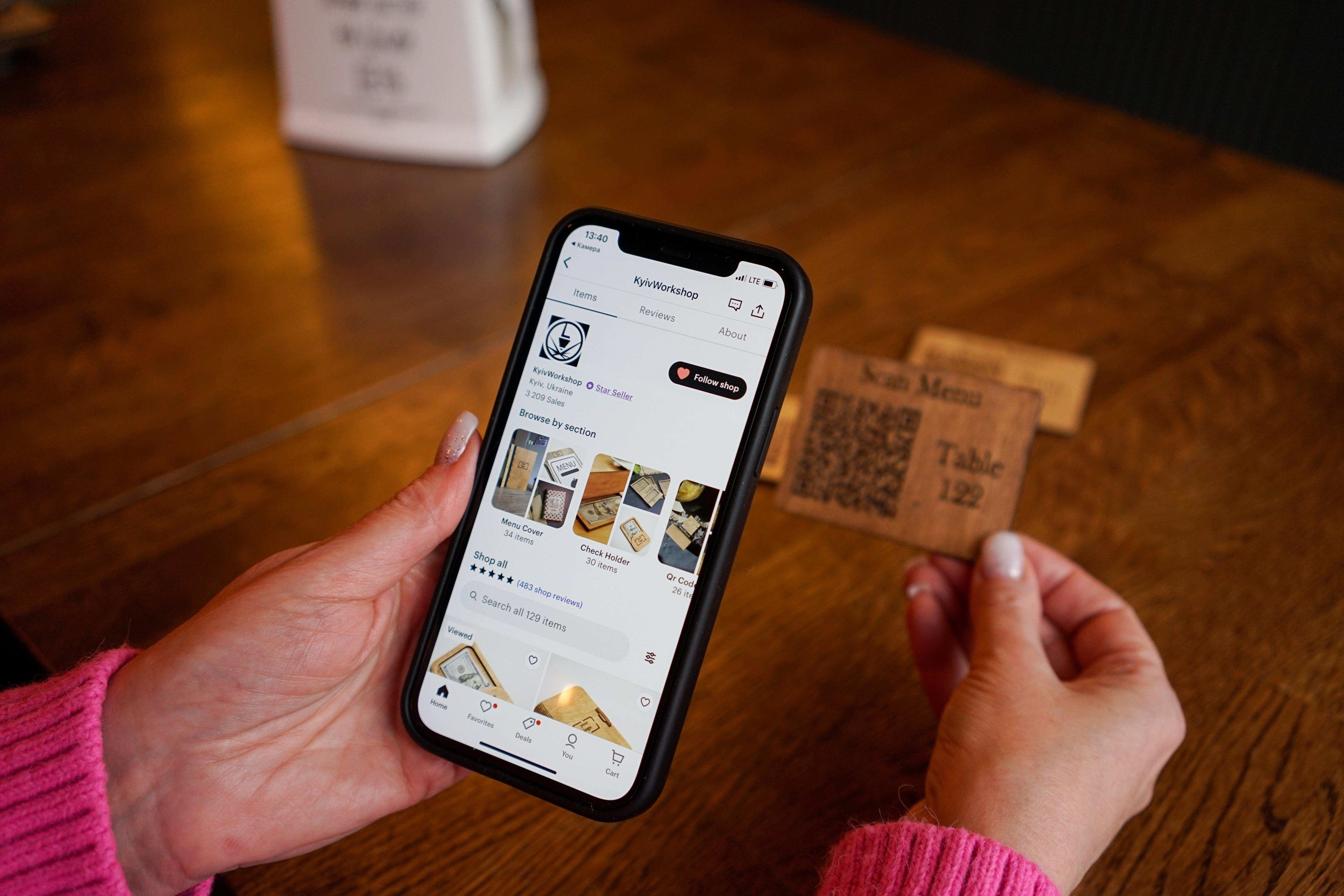 Wooden QR Code Table Sign with Number Customization