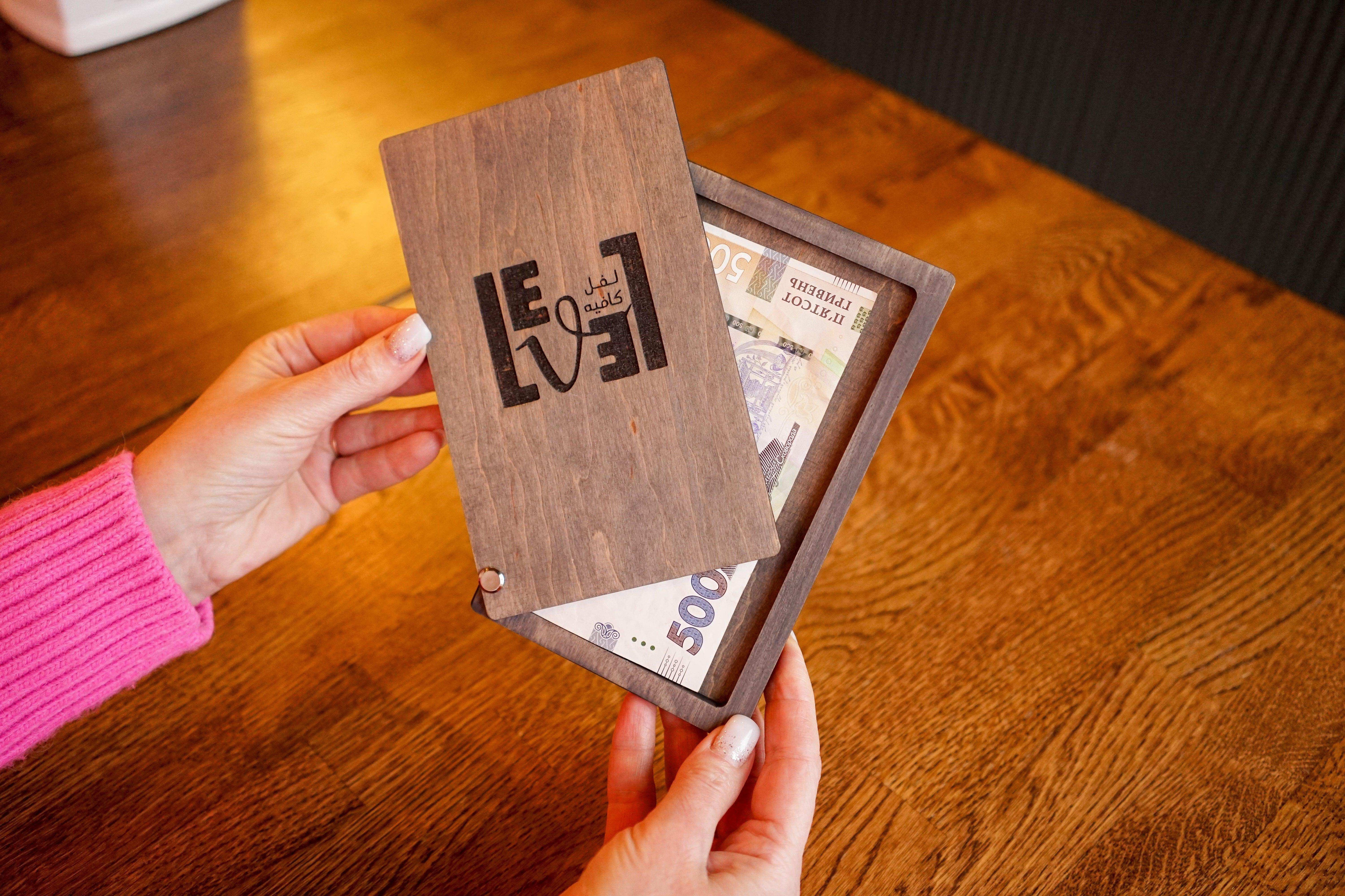 Logo Wooden Check Holder