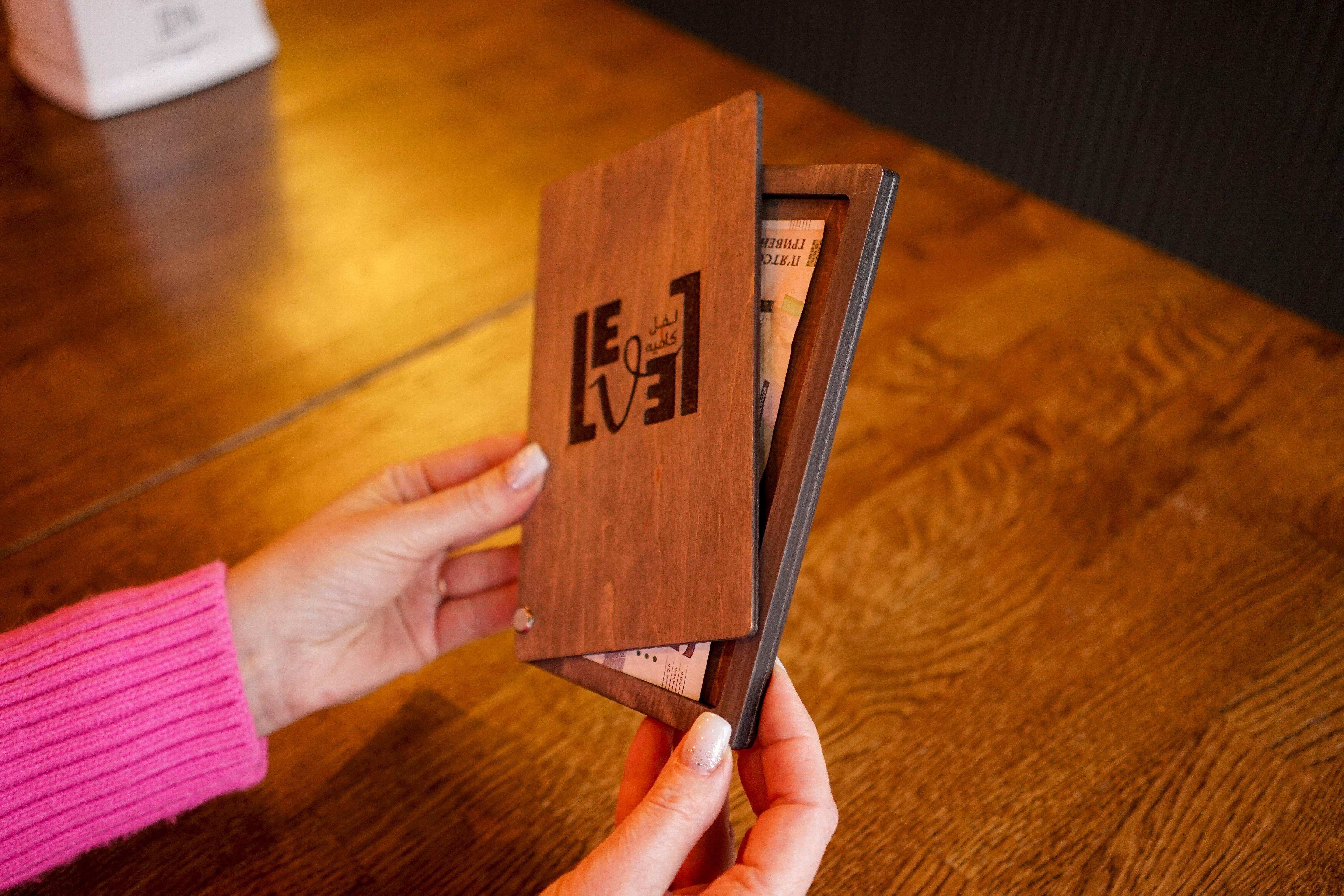 Logo Wooden Check Holder