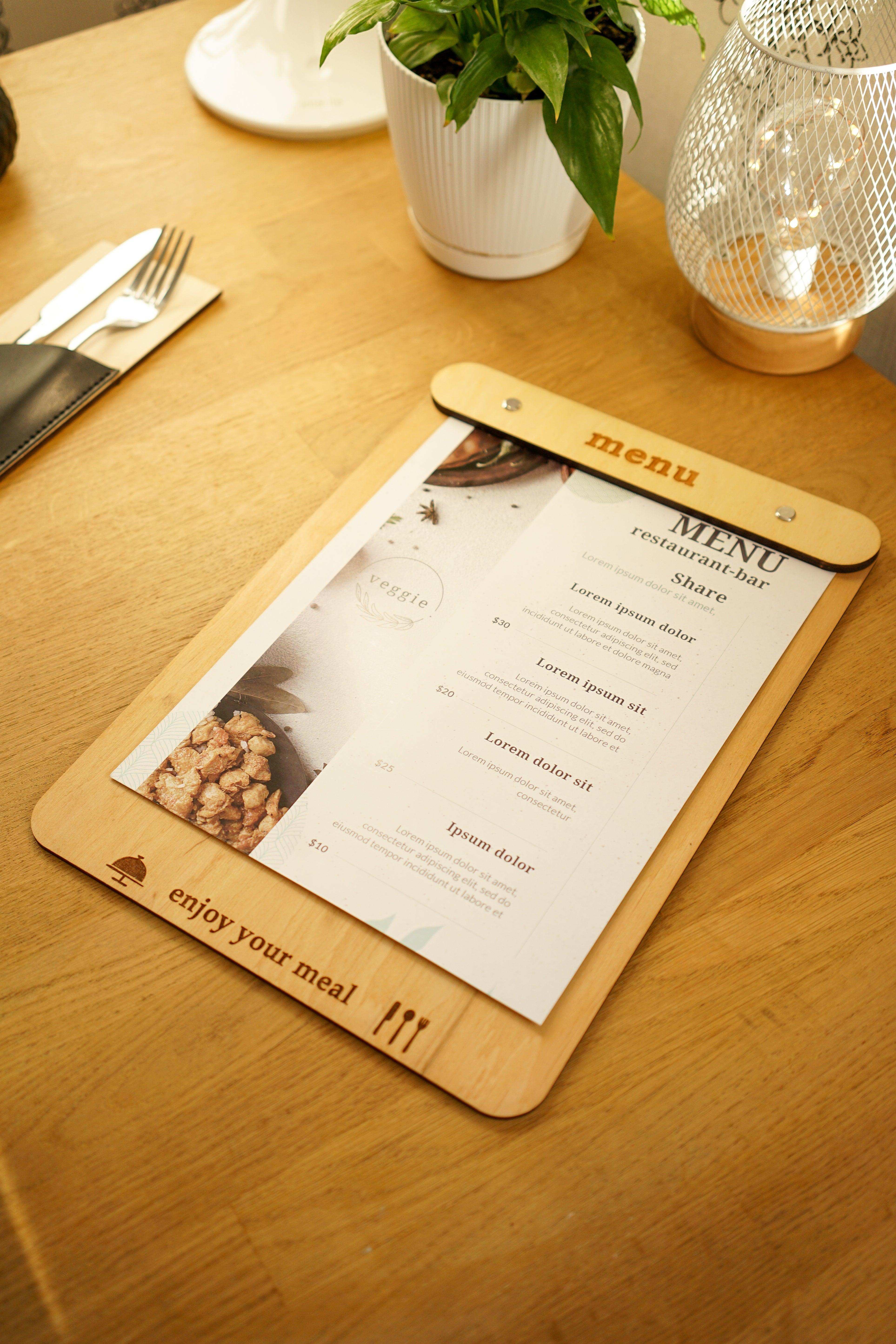 Wooden Drink Menu Board for Bars and Restaurants