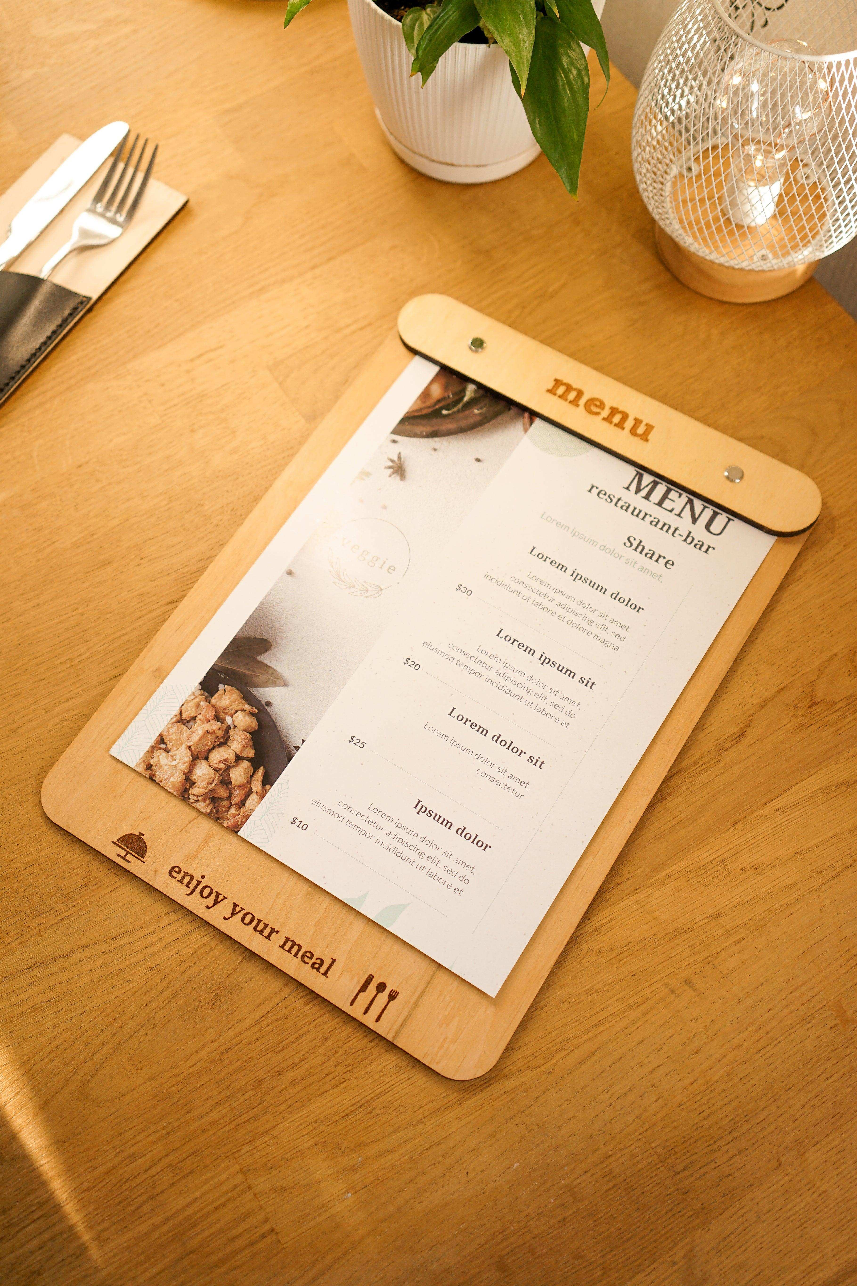 Wooden Drink Menu Board for Bars and Restaurants