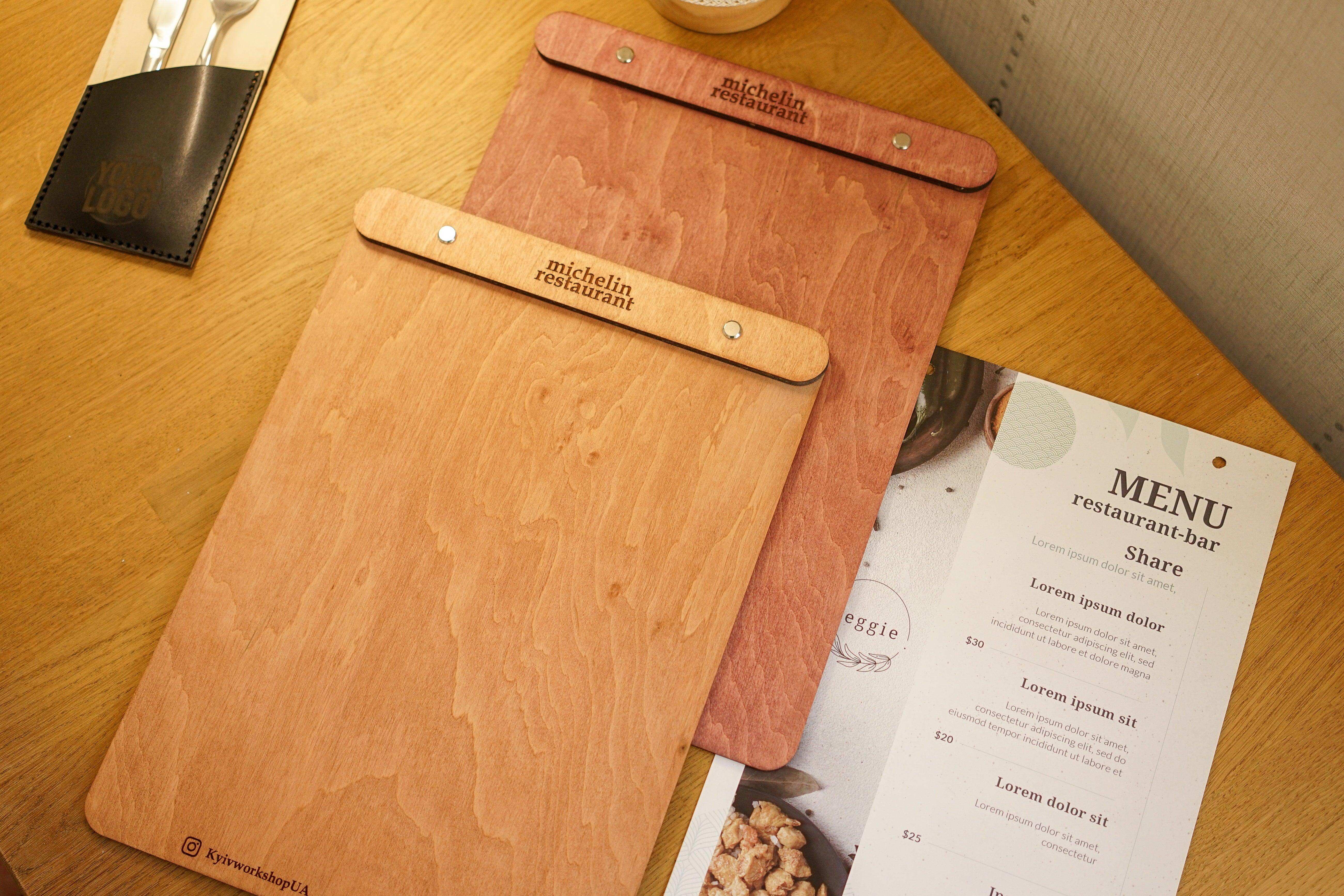 Custom Wooden Menu with Free Engraving