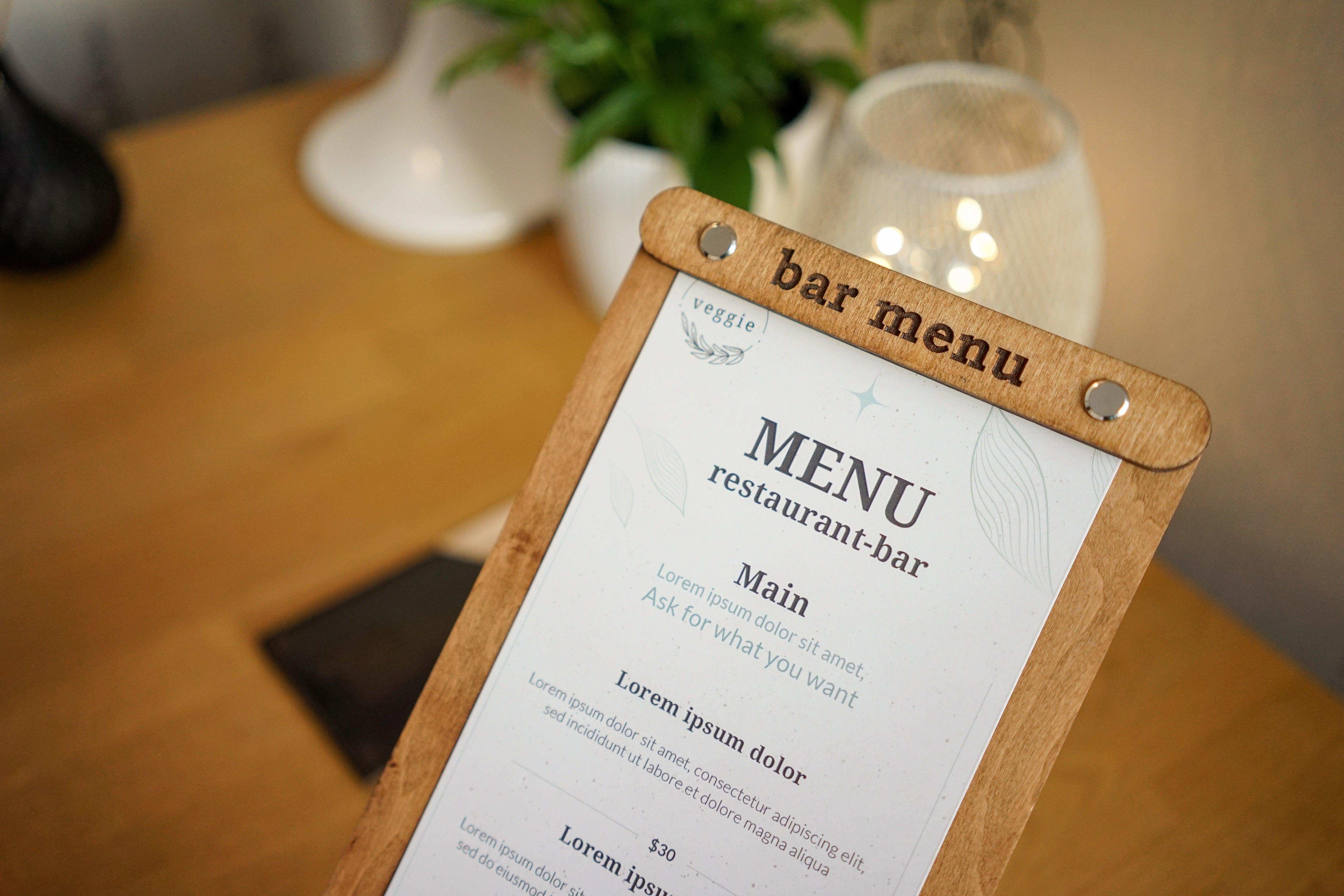 Wooden Bar Menu and Wine List Holder