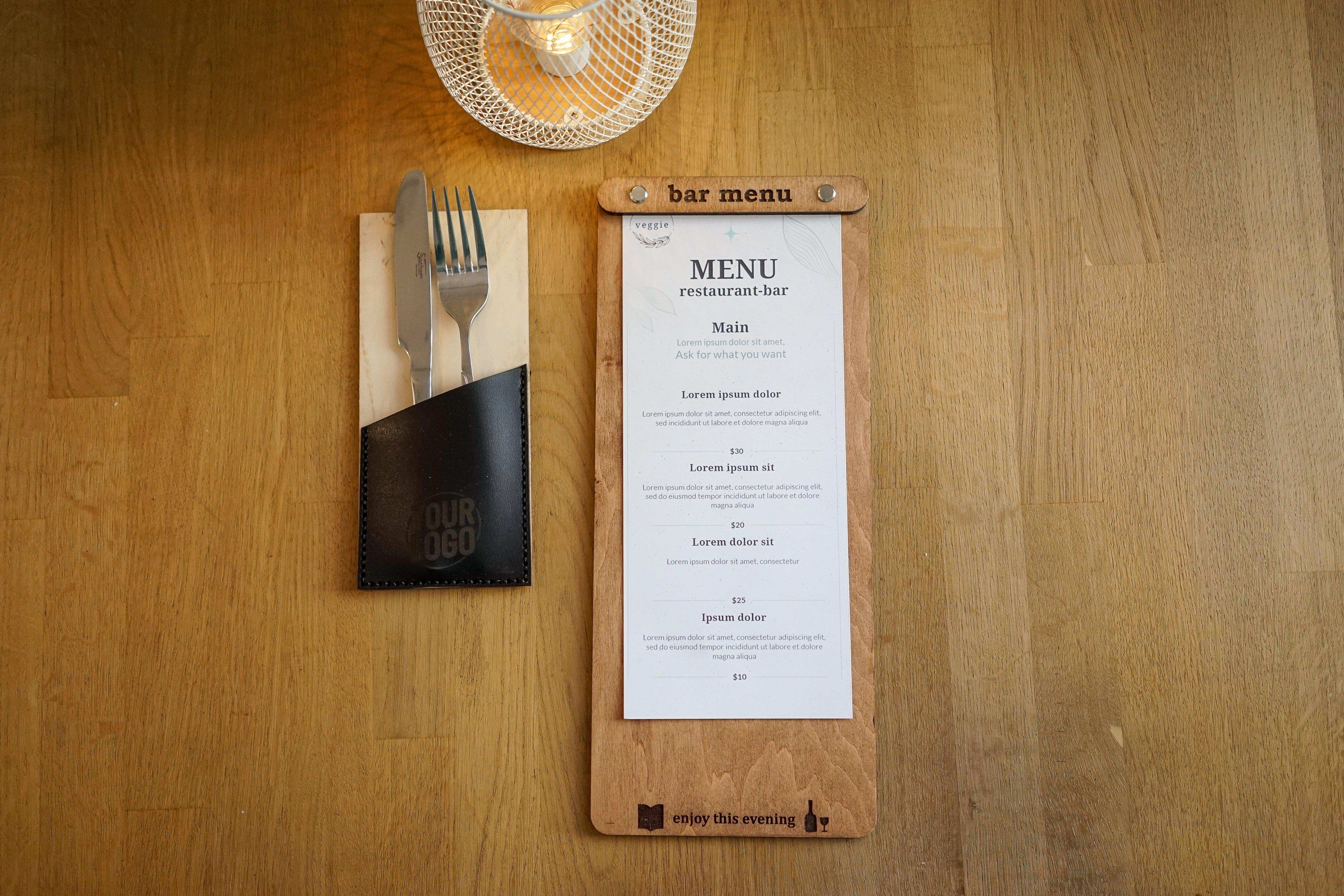 Wooden Bar Menu and Wine List Holder