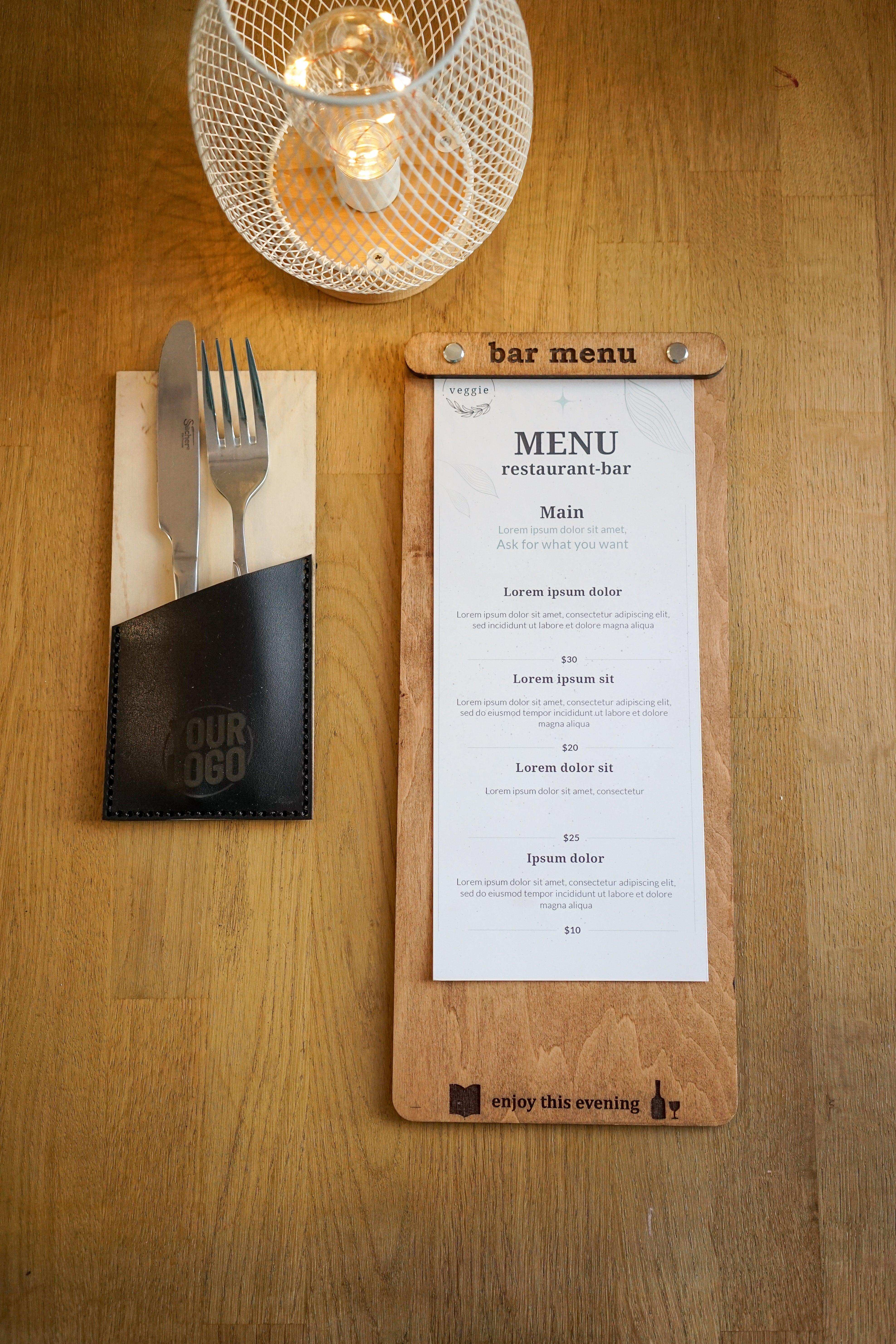 Wooden Bar Menu and Wine List Holder