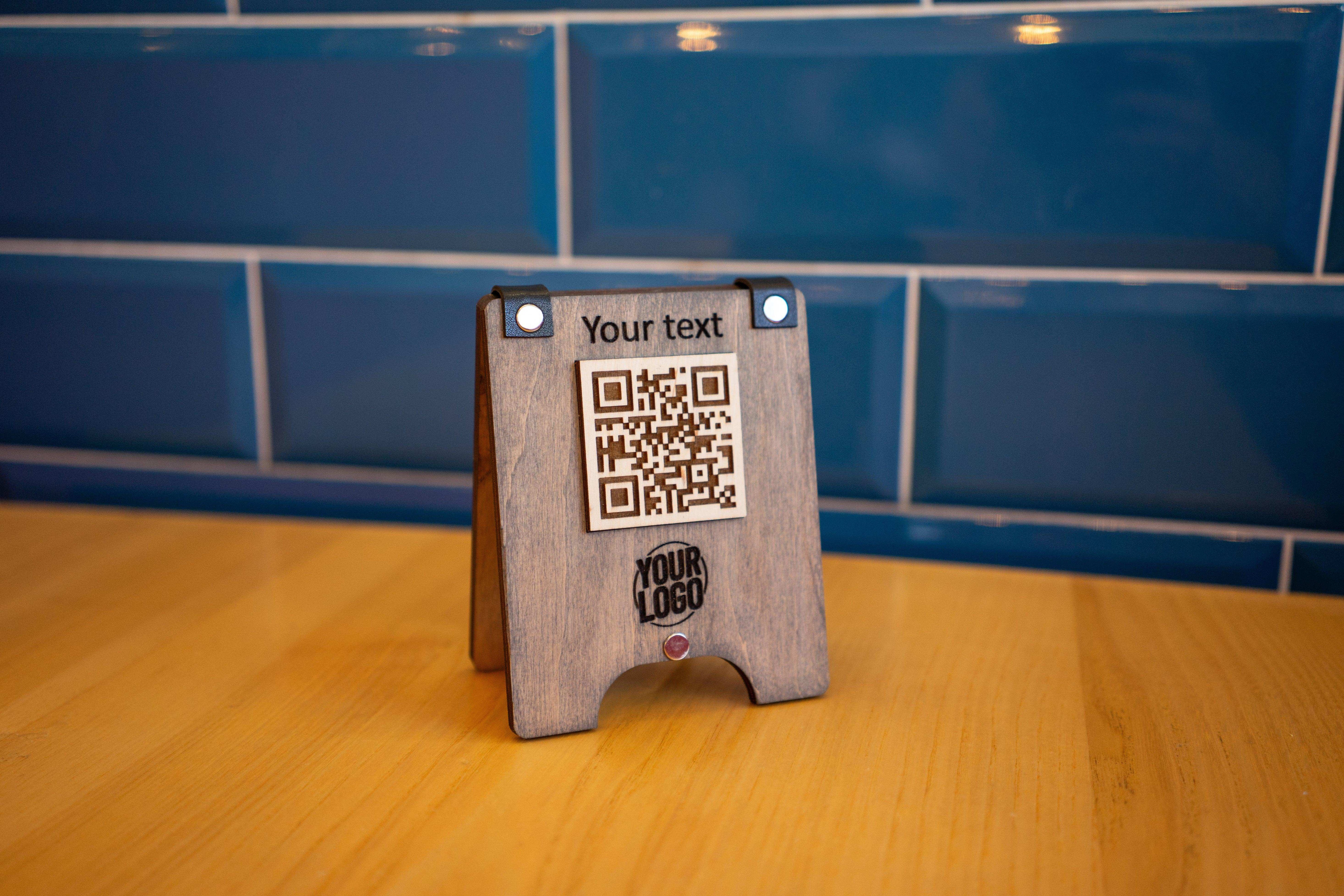 Engraved Wooden QR Code Sign