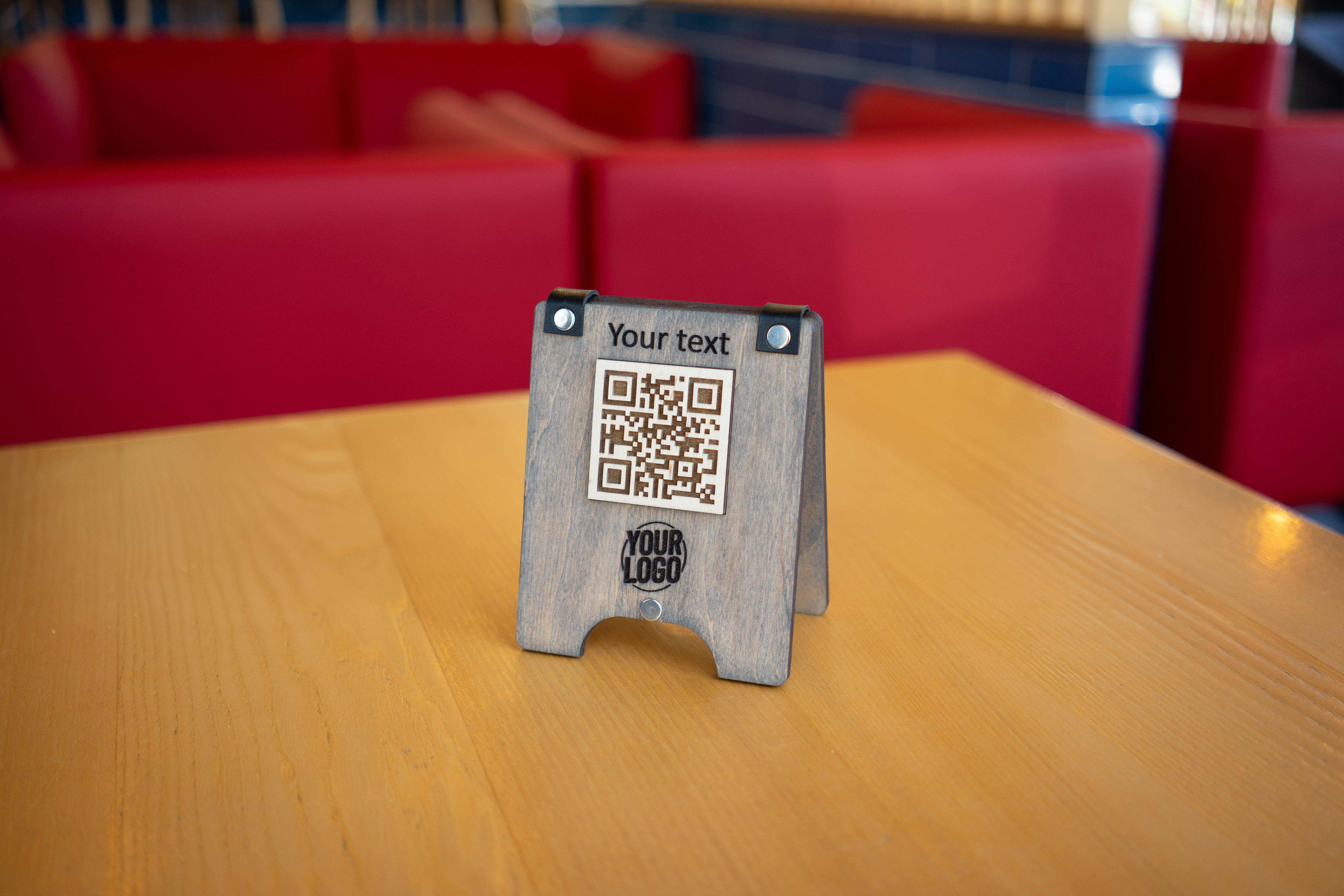 Engraved Wooden QR Code Sign
