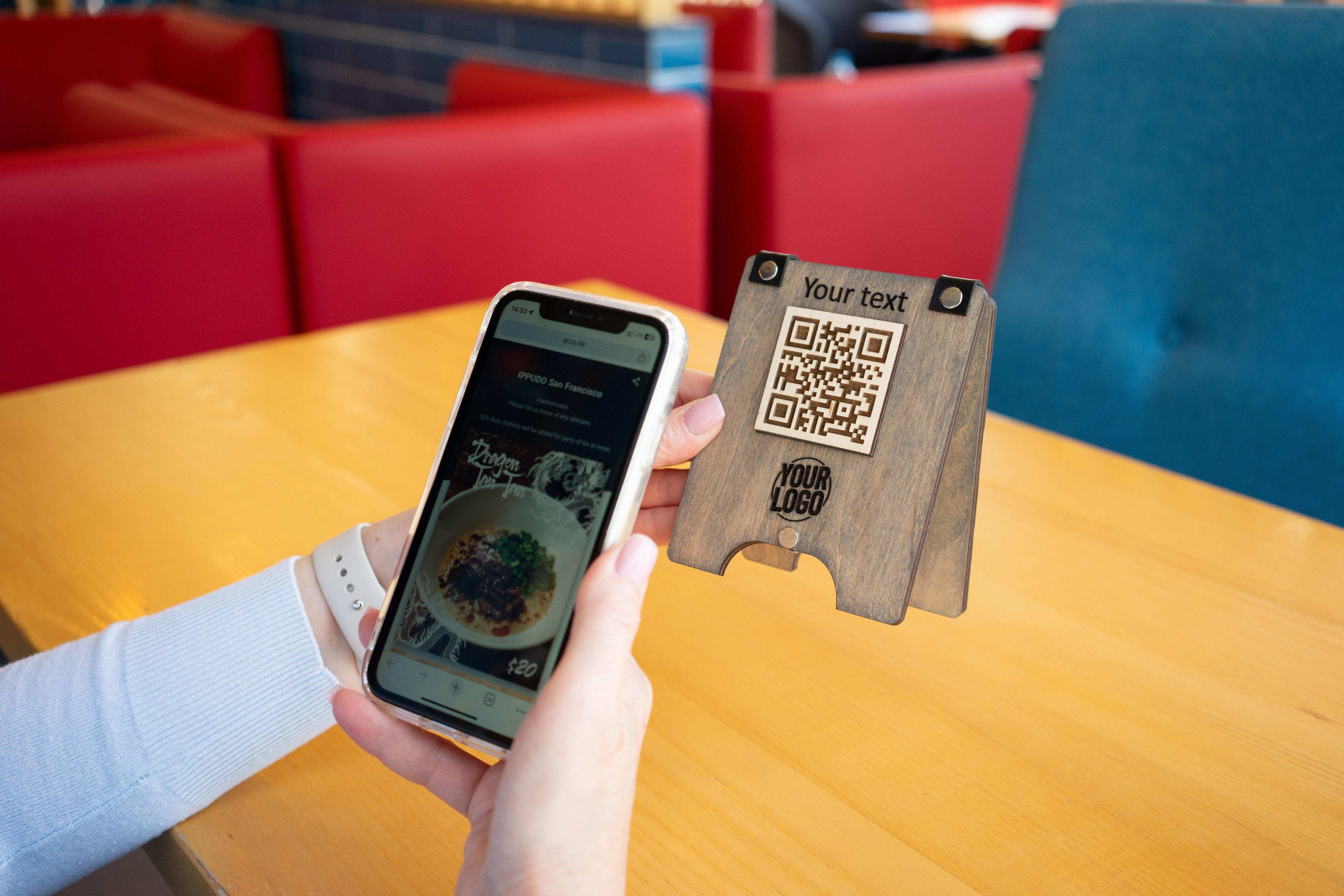 Engraved Wooden QR Code Sign