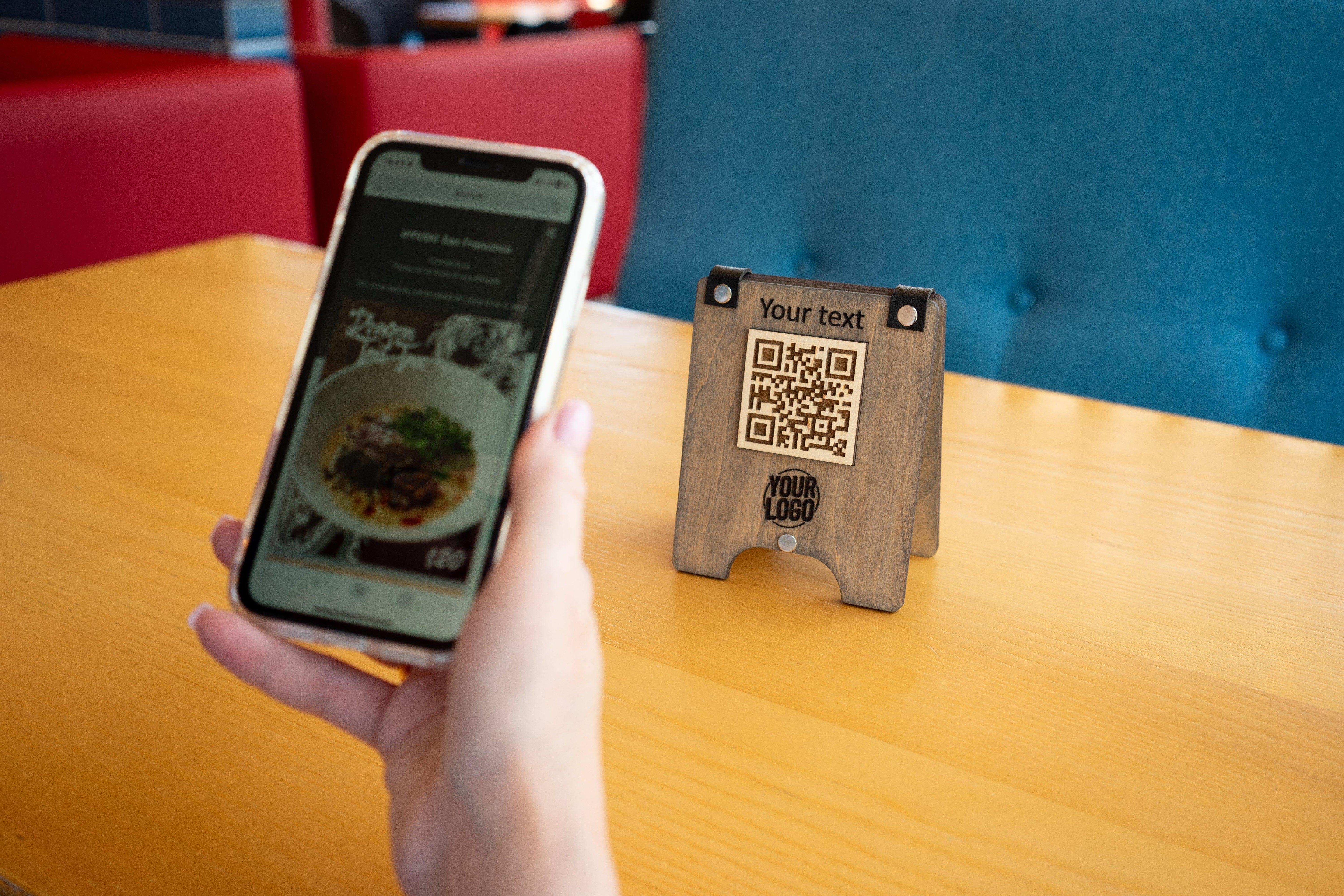 Engraved Wooden QR Code Sign