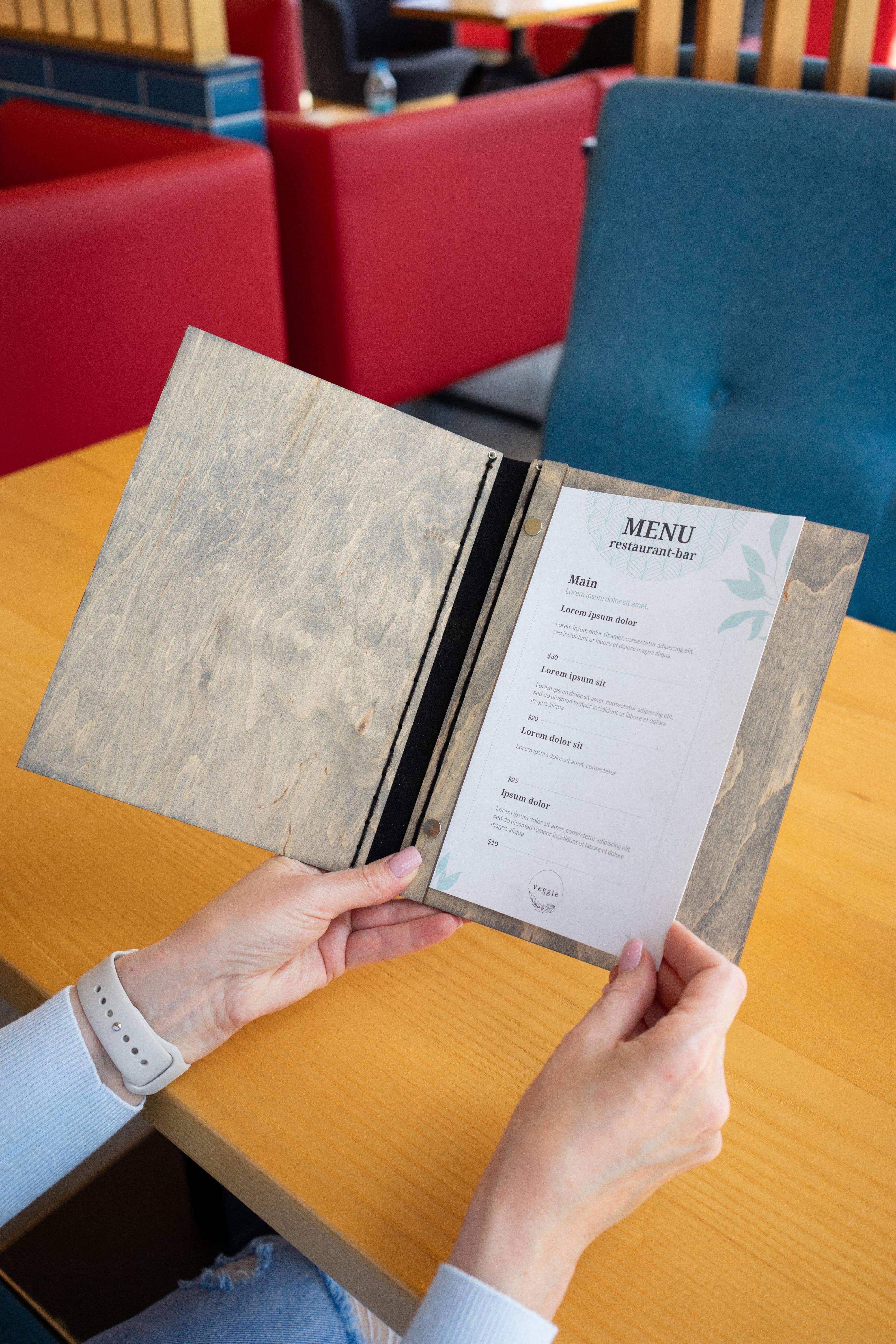 Customizable Wooden Restaurant Menu Holder