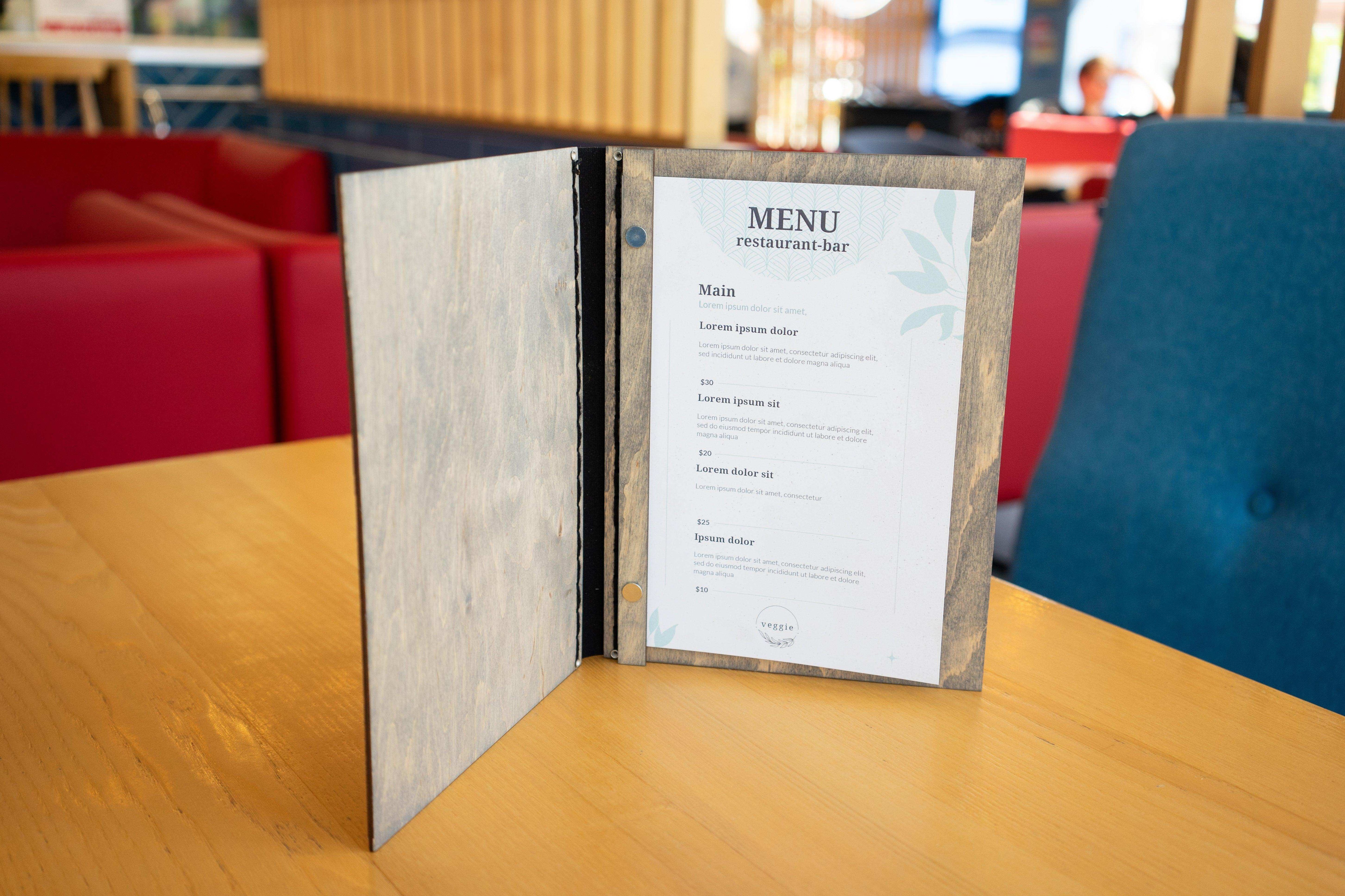 Customizable Wooden Restaurant Menu Holder