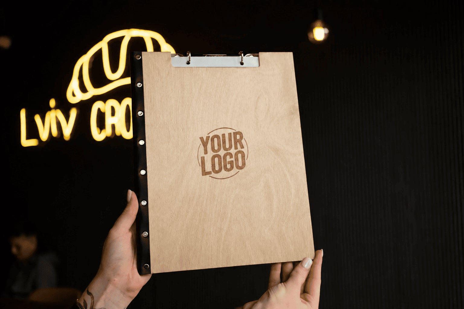 Personalized Wooden Menu Holder, Engraved Wooden Menu Folder with Customizable Options, Covers for Wedding Menu, m-103