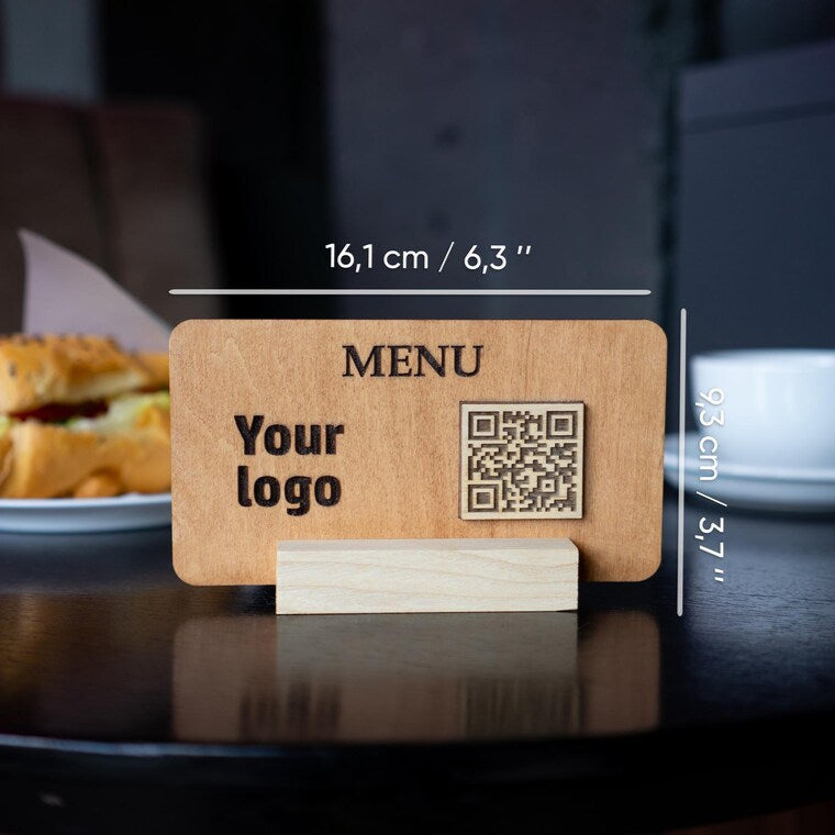 QR code menu, QR code menu sign, Wooden qr cod sign, q-101