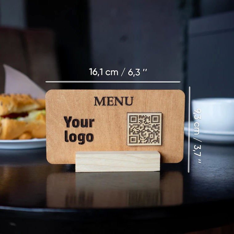 QR code menu, QR code menu sign, Wooden qr cod sign, q-104