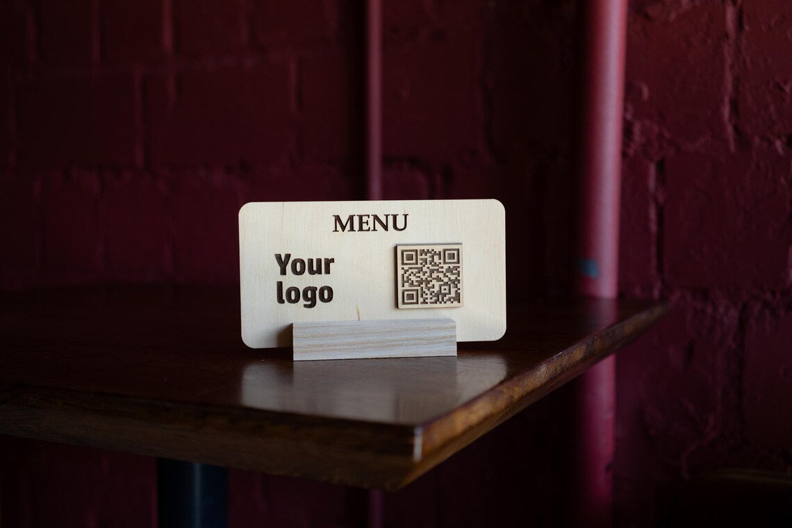 QR code menu, QR code menu sign, Wooden qr cod sign, q-104