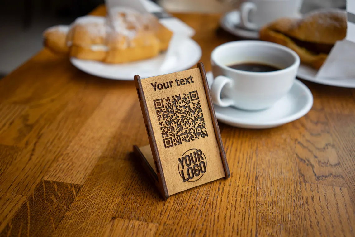 QR code menu, QR code menu sign, Wooden qr cod sign, q-106
