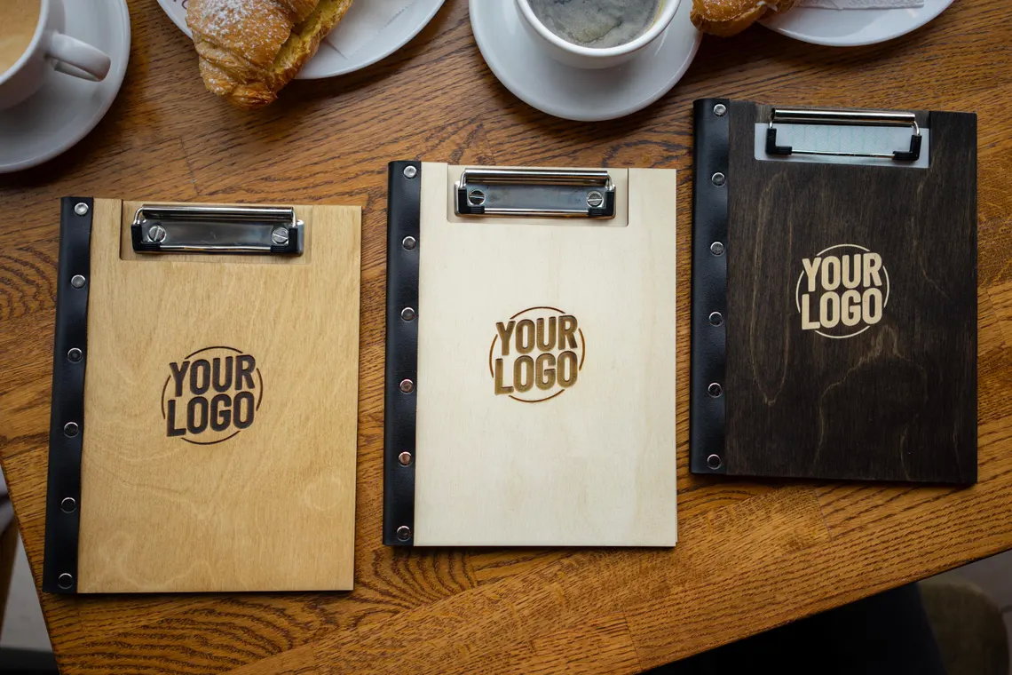 Engraved Wooden Menu Folder with Customizable Options, Personalized Wooden Menu Holder, Covers for Wedding Menu, m-100