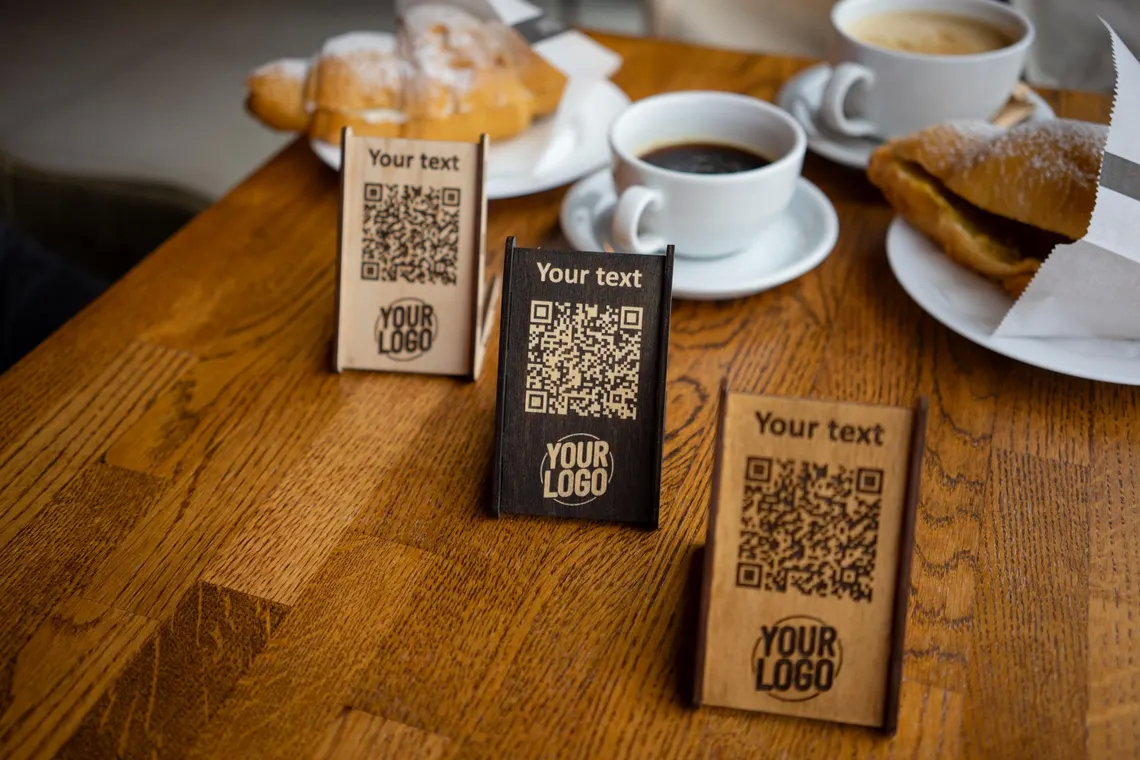 QR code menu, QR code menu sign, Wooden qr cod sign, q-106