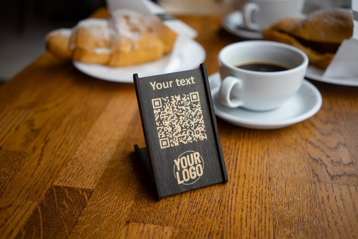 QR code menu, QR code menu sign, Wooden qr cod sign, q-106