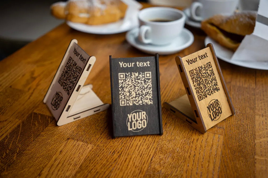QR code menu, QR code menu sign, Wooden qr cod sign, q-106