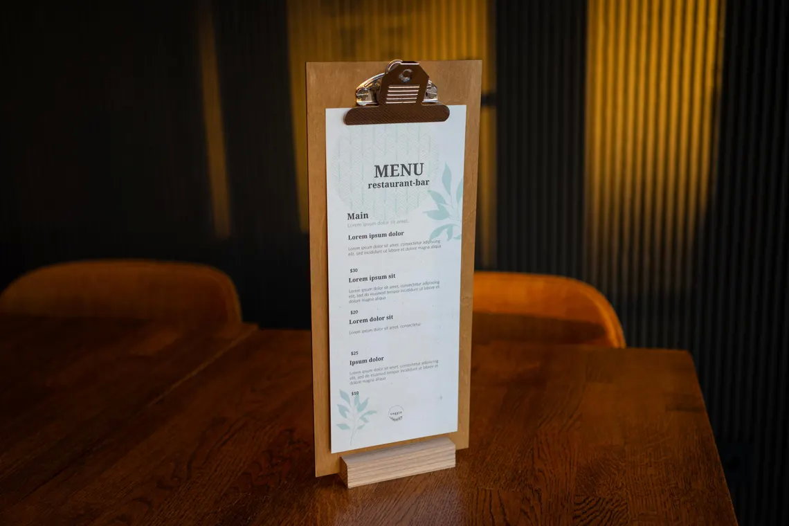 Menu stand, Wooden Menu, Sheet stand, FREE ENGRAVING, m-111