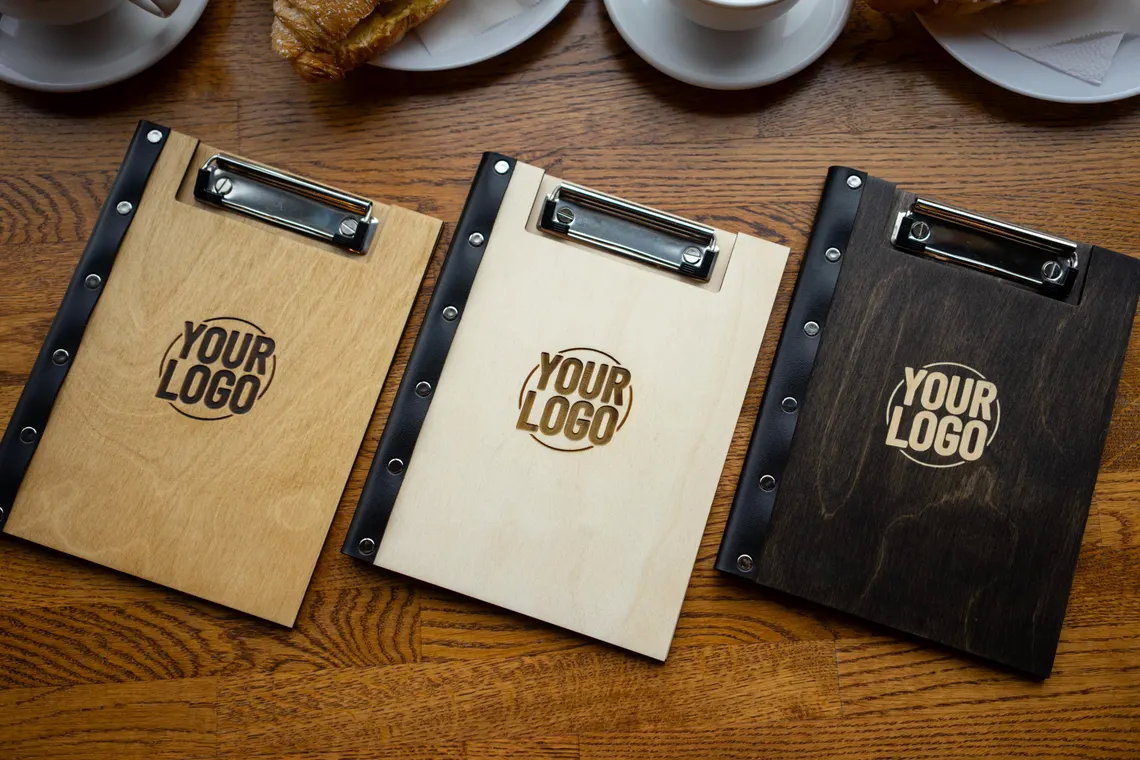 Engraved Wooden Menu Folder with Customizable Options, Personalized Wooden Menu Holder, Covers for Wedding Menu, m-100