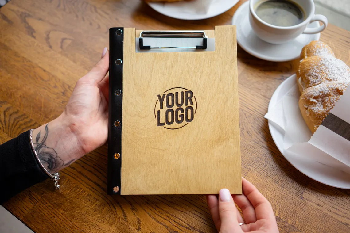 Engraved Wooden Menu Folder with Customizable Options, Personalized Wooden Menu Holder, Covers for Wedding Menu, m-100