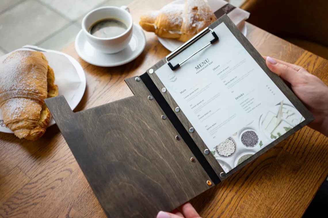 Engraved Wooden Menu Folder with Customizable Options, Personalized Wooden Menu Holder, Covers for Wedding Menu, m-101