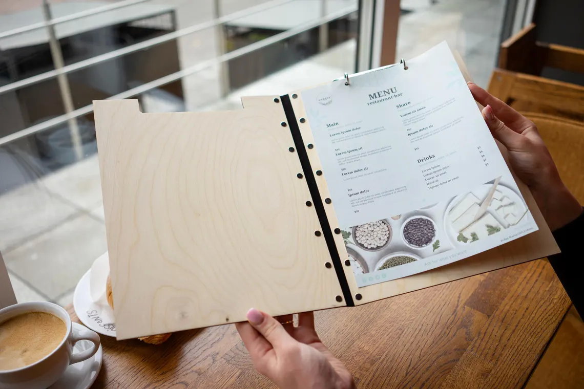 Personalized Wooden Menu Holder, Engraved Wooden Menu Folder with Customizable Options, Covers for Wedding Menu, m-105