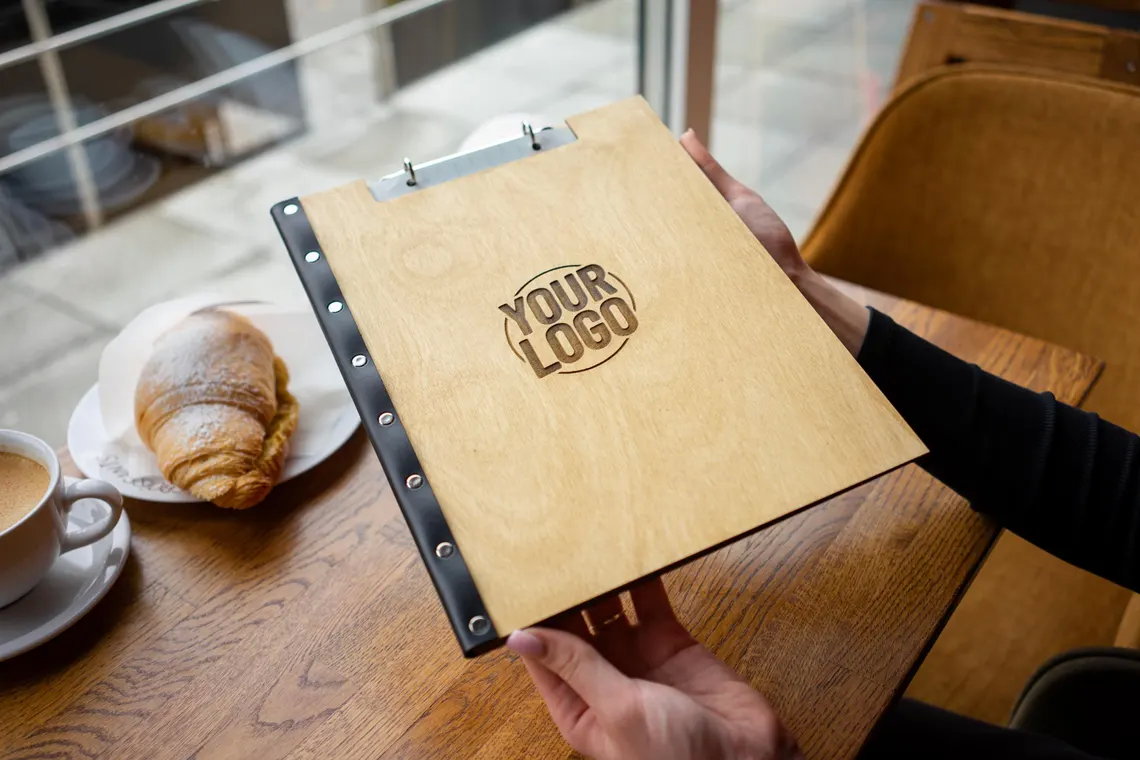 Engraved Wooden Menu Folder with Customizable Options, Personalized Wooden Menu Holder, Covers for Wedding Menu, m-102