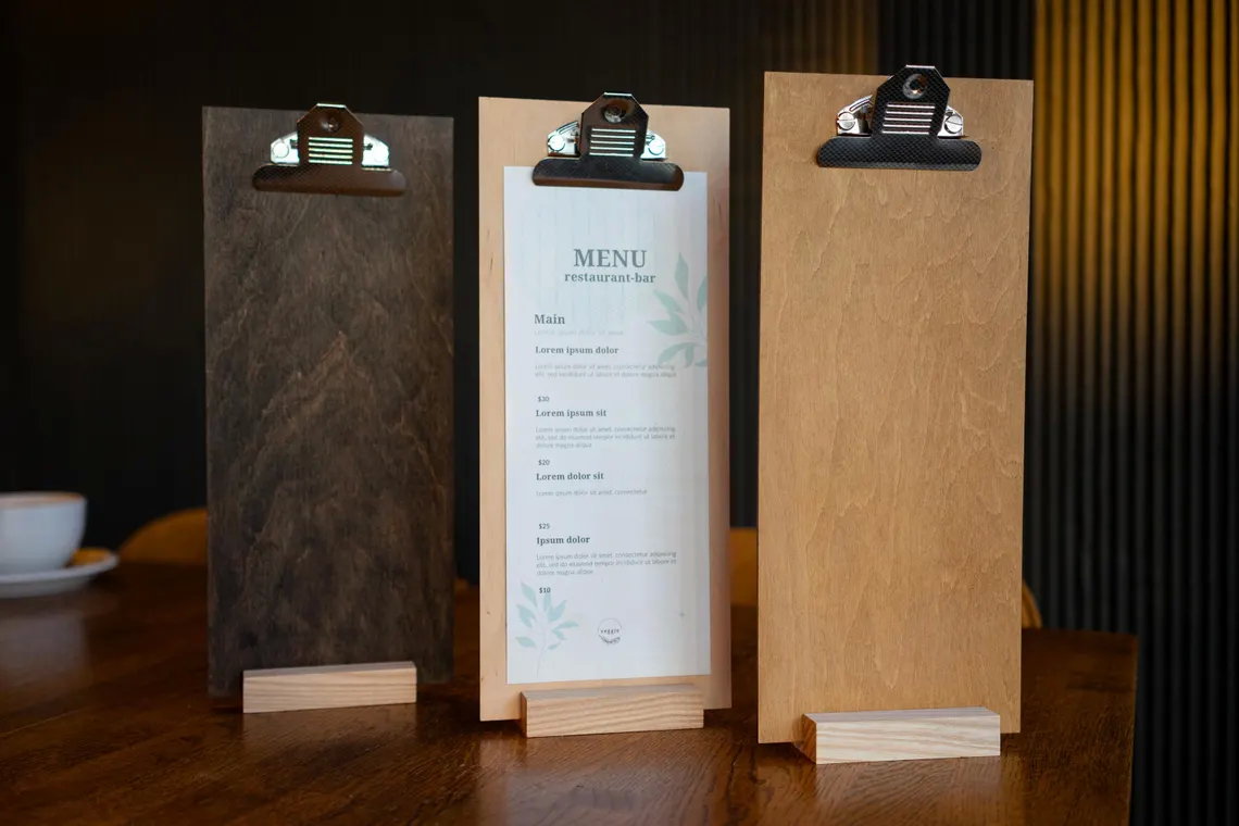 Wooden Table Tent, Table Stand Menu, Display Stand FREE ENGRAVING, m-112