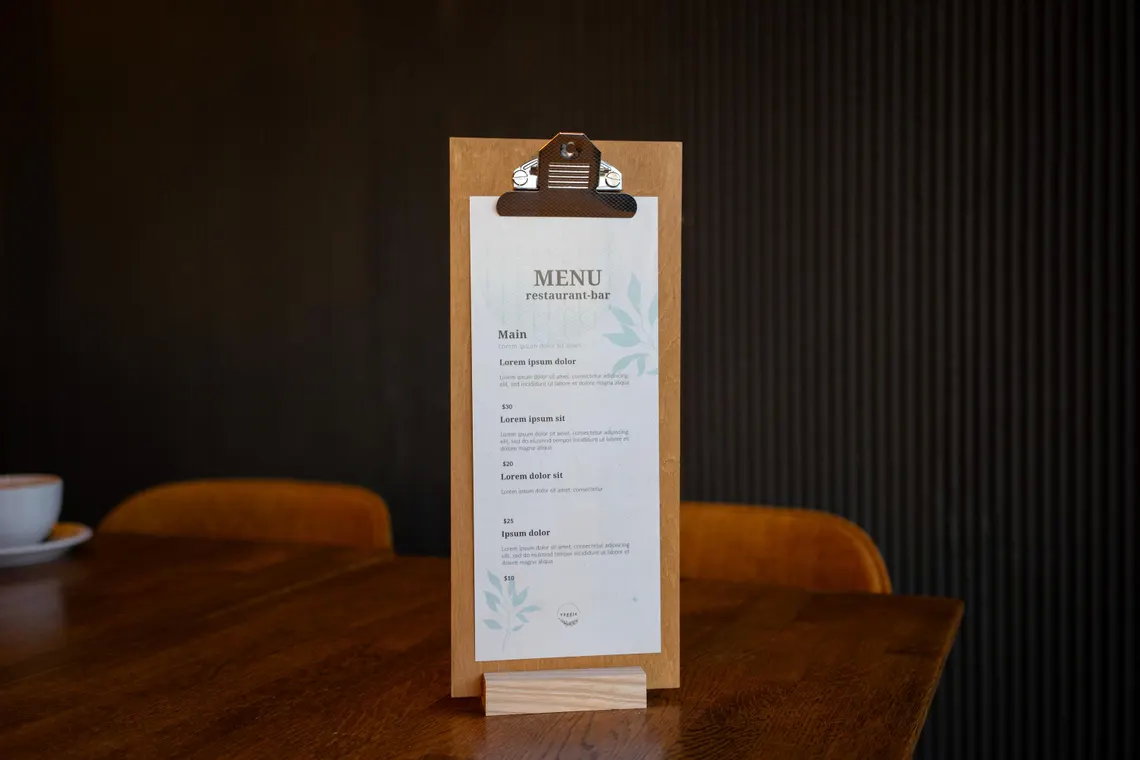 Menu stand, Wooden Menu, Sheet stand, FREE ENGRAVING, m-111
