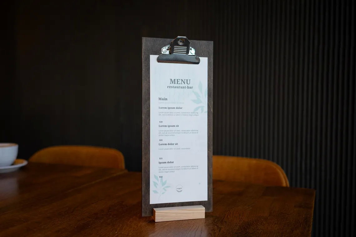 Wooden Table Tent, Table Stand Menu, Display Stand FREE ENGRAVING, m-112