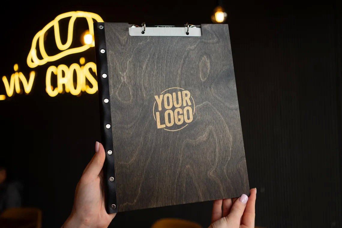 Personalized Wooden Menu Holder, Engraved Wooden Menu Folder with Customizable Options, Covers for Wedding Menu, m-103