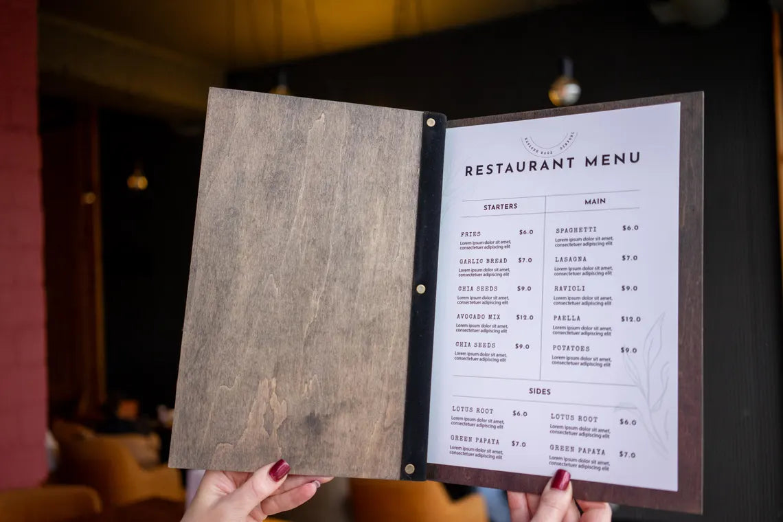 Personalized restaurant menu, Wood restaurant menu, Custom size menu cover, Engraved menu cover, Wooden menu folder