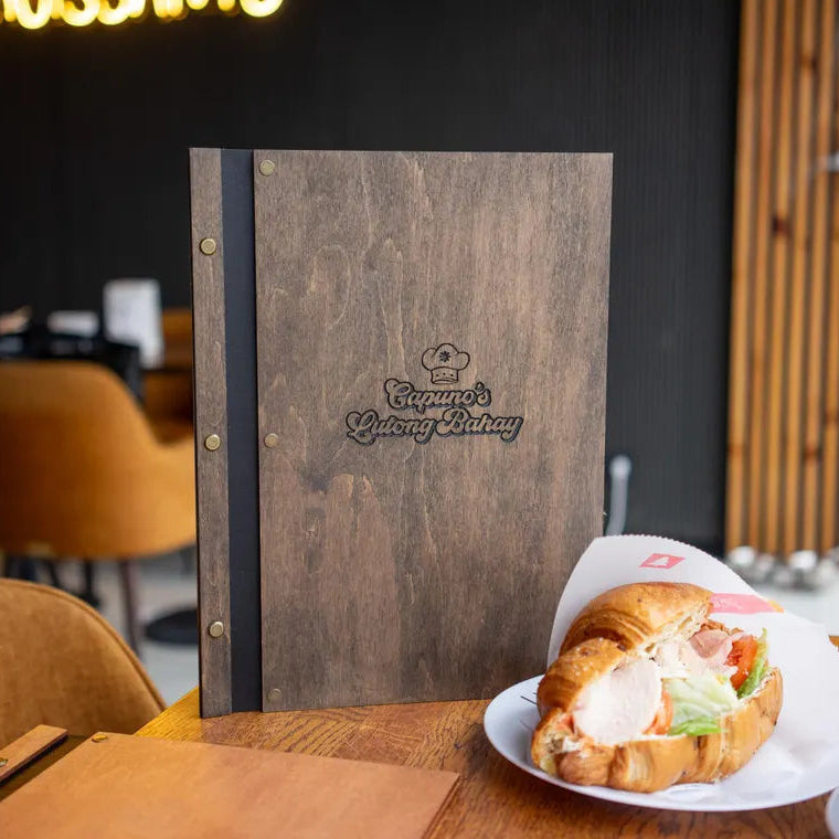 Personalized restaurant menu, Wood restaurant menu, Custom size menu cover, Engraved menu cover, Wooden menu folder