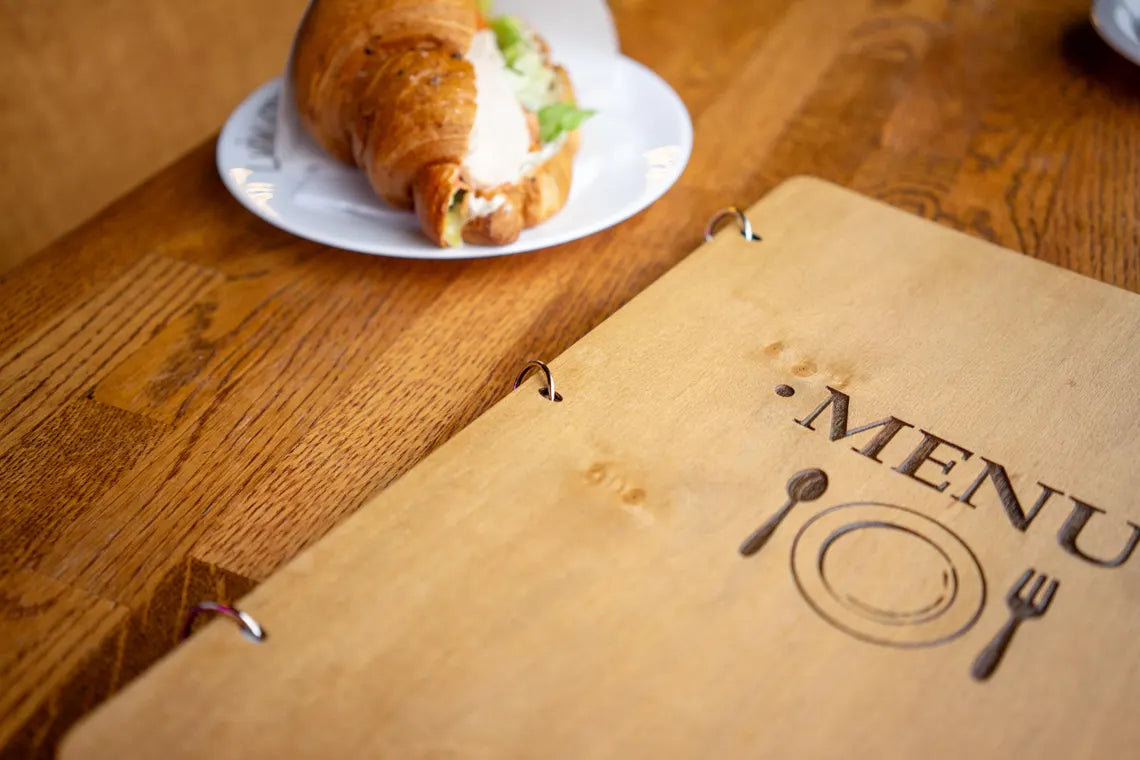 Restaurant Menu Cover, Wooden Menu with rings, Menu Cover