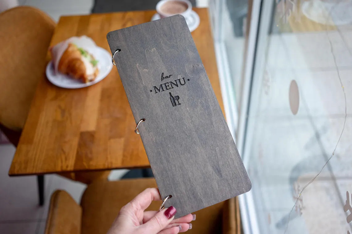 Wine list menu cover on rings, Wooden Menu, Menu Cover, Restaurant Menu Cover, Custom Menu Cover