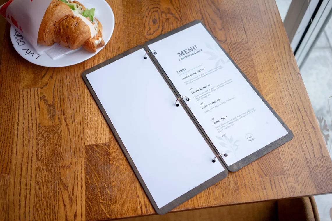 Wine list menu cover on rings, Wooden Menu, Menu Cover, Restaurant Menu Cover, Custom Menu Cover